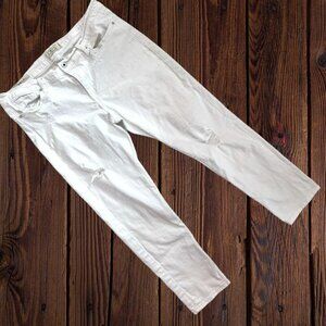 LUCKY BRAND Brooke White Distressed Capri Cropped Jeans Pants Women's 14 / 32